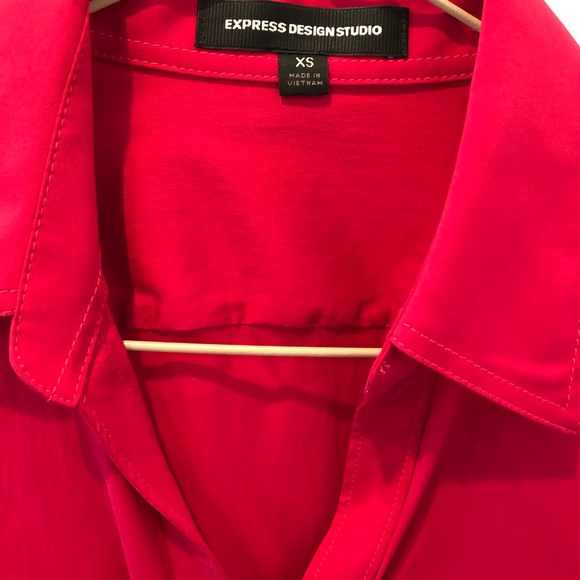 Express Design Studio Red Button Up Shirt Sz XS - Picture 2 of 5